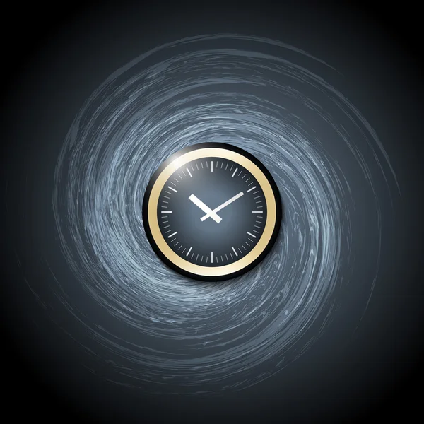 Темний фон з абстрактними спіральми та годинниками — стоковий вектор