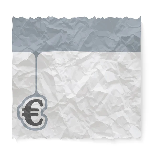 Crumpled paper for your text and euro symbol — Stock Vector