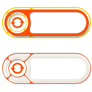 Metin ve oklar iki soyut düğmeleri