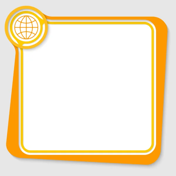 Cuadro de texto amarillo para su texto con icono de globo — Vector de stock