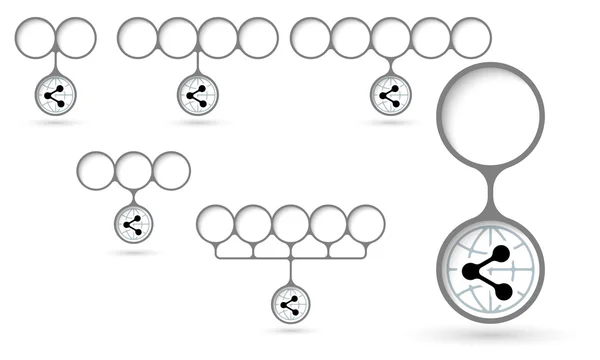五个对象与圆的文本区域和共享图标集 — 图库矢量图片