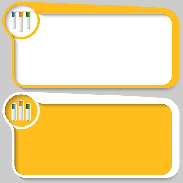 Two yellow vector text boxes and test tubes — Stock Vector