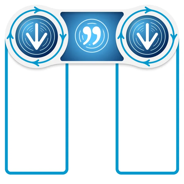 Dos cajas circulares conectadas para su texto y entre comillas marcan un — Vector de stock