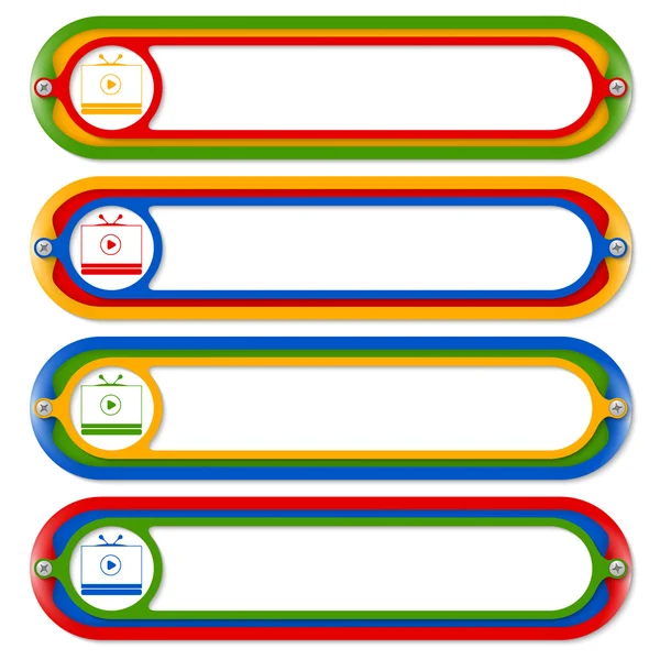 Quattro cornici colorate per qualsiasi testo con tv — Vettoriale Stock