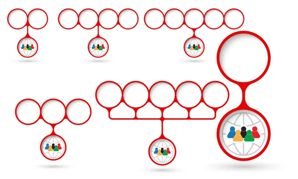 Set of five object with circular text areas and people icon — Stock Vector
