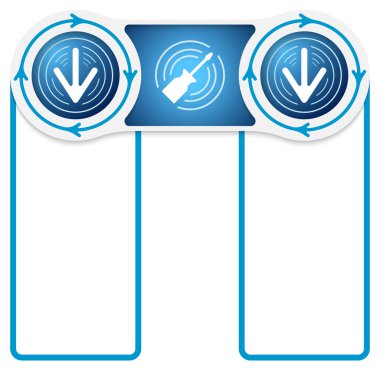 İki daire bağlı metin ve tornavida kutularını ve bir