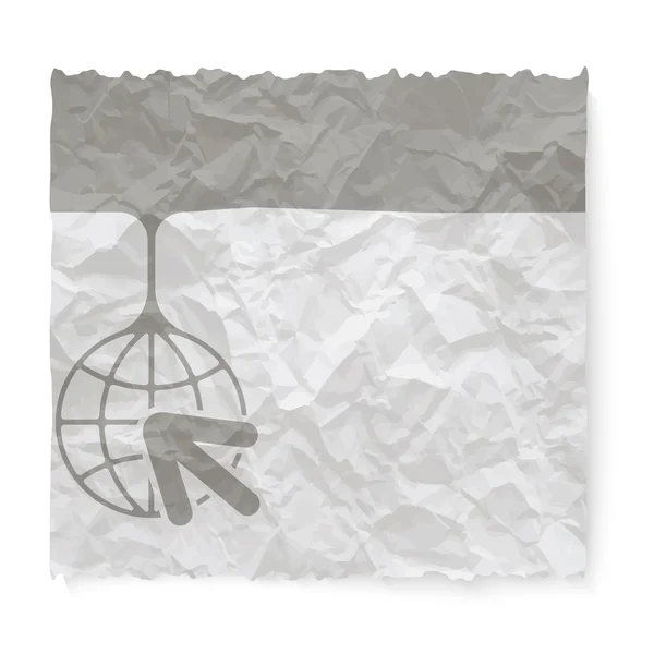 Crumpled paper for your text and globe icon — Stock Vector