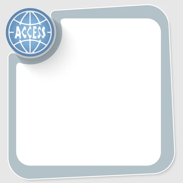 Blauwe cirkel met globe en frame voor uw tekst — Stockvector