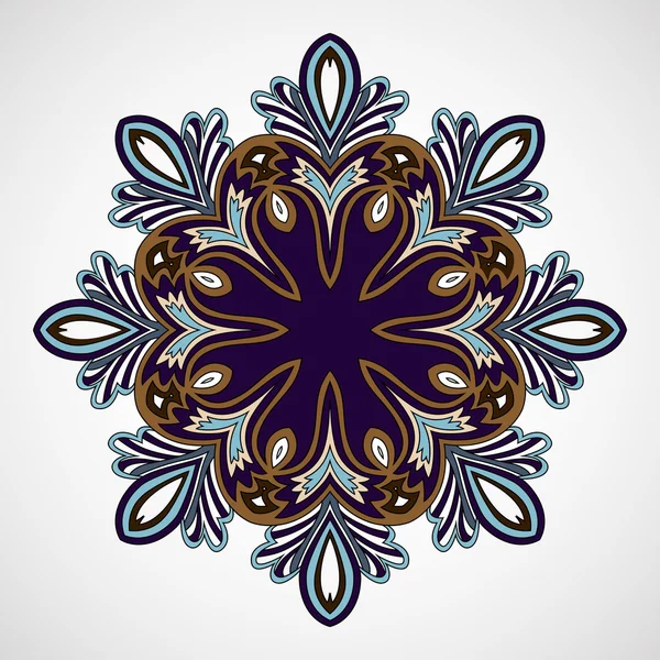 Circle lace ornament, round ornamental geometric doily pattern — Stock Vector