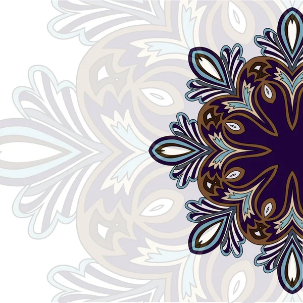 Patrón redondo floral en estilo étnico oriental ucraniano para su tarjeta de felicitación o invitación, diseño de marco de plantilla para tarjeta, tapete de encaje vintage, ilustración vectorial — Archivo Imágenes Vectoriales