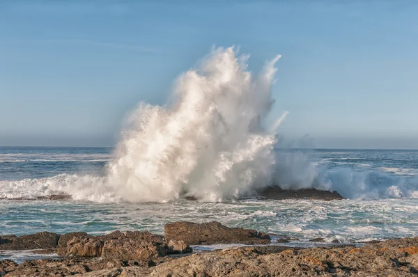 Breaking wave skjuter högt upp i luften — Stockfoto