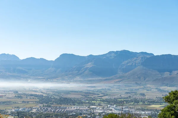 Hottentots Holland Mountains Industrial Area Paarl Seen Afrikaans Language Monument — Stock Photo, Image