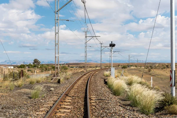 Belangrijkste Spoorlijn Tussen Johannesburg Kaapstad Bij Prince Albert Road Provincie — Stockfoto