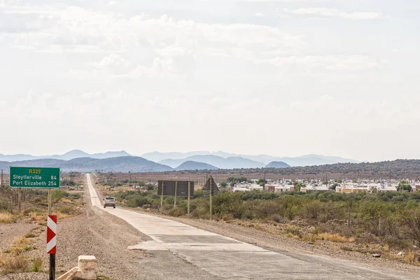 Início Estrada Betão Simples Entre Willowmore Steytlerville Província Cabo Oriental — Fotografia de Stock