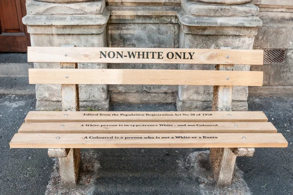 Non Whites only -reconstructed apartheid bench in Cape Town — Stock Photo, Image