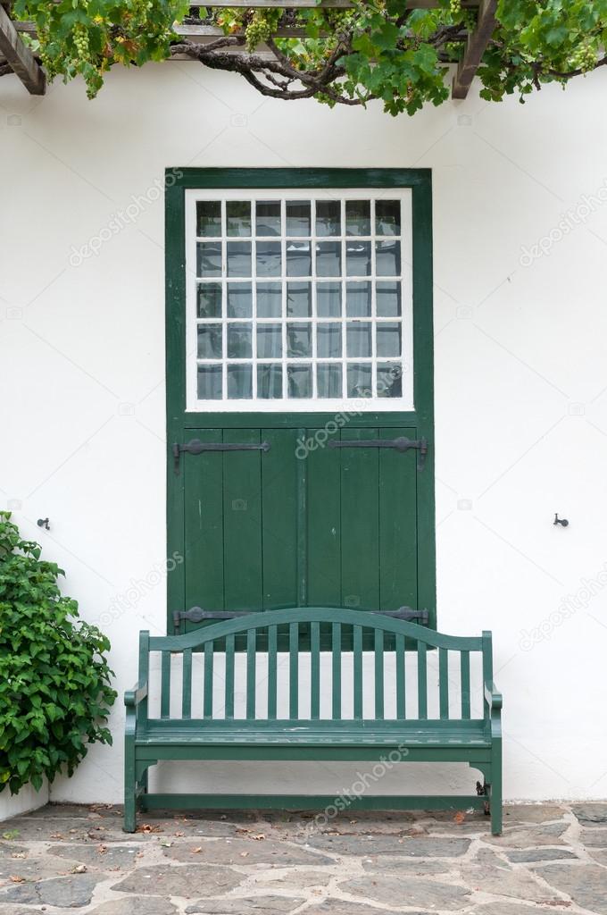 Bench and window at Drosdy in Swellendam