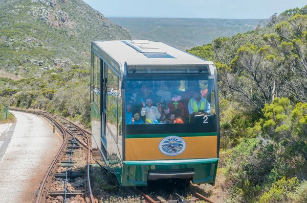 Funiculars at Cape Point about to pass each other — Stock Photo, Image