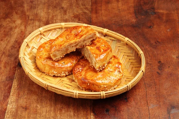 Meat pasties made from lard and flour — Stock Photo, Image