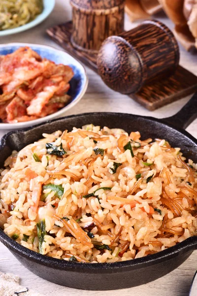 Japchae Fried Rice Cast Iron Pan — Stock Photo, Image