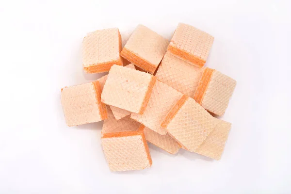 Cream Cheese Wafers White Background — Stock Photo, Image