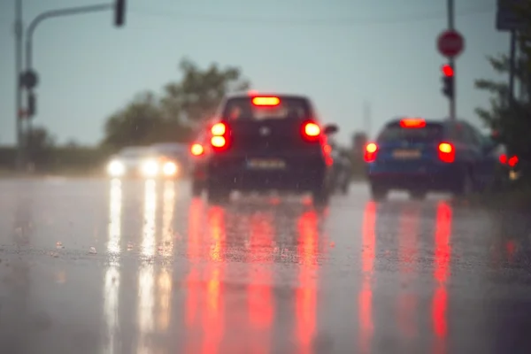 Traffic in rainy day — Stock Photo, Image