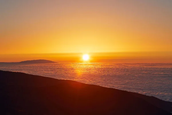 Sun Clouds Mountain Landscape Golden Sunset Tenerife Canary Islands Spain — Stock Photo, Image