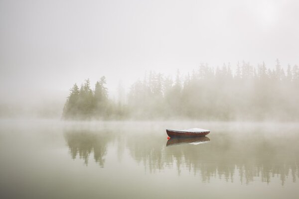 Boat in mysterious fog