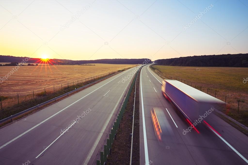 Highway at the sunrise