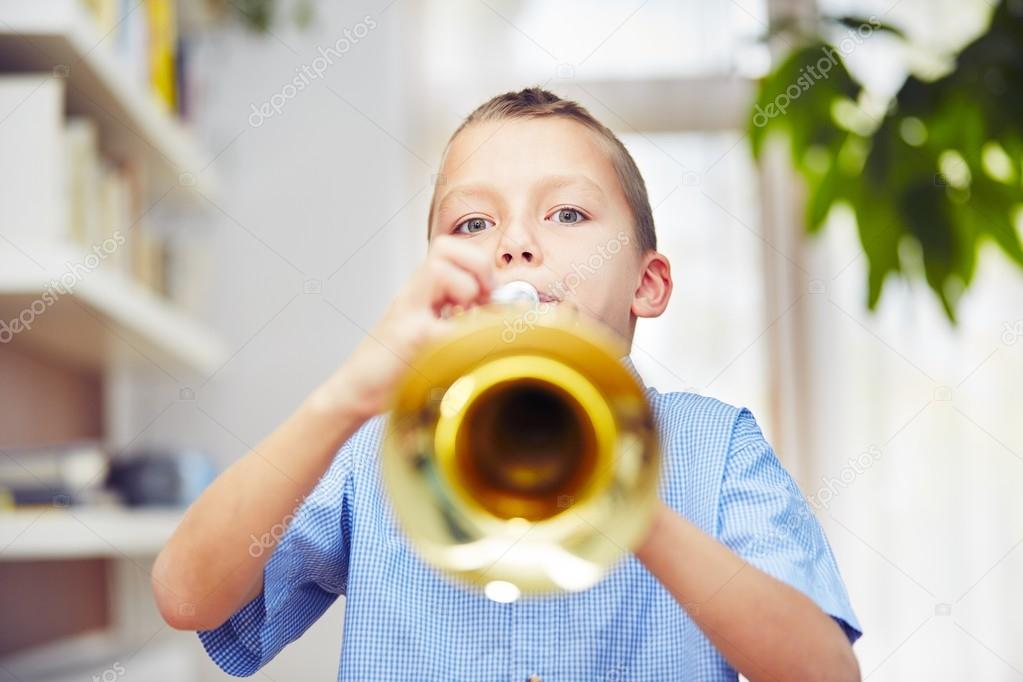 Little boy with trumpet