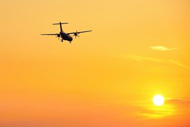 Airplane at the sunset  clipart