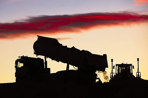 Şantiye gün batımında — Stok fotoğraf