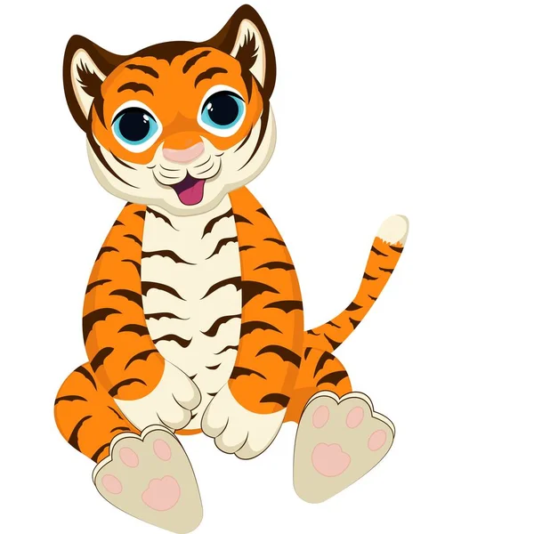 Petit Tigreun Petit Bébé Tigre Dessin Animé Mignon Est Assis — Image vectorielle