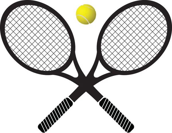 Raquetas de tenis y pelota — Vector de stock