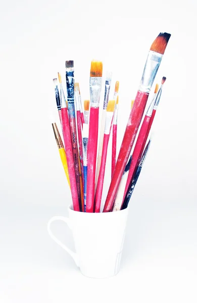 Paint brushes  in cup — Stock Photo, Image