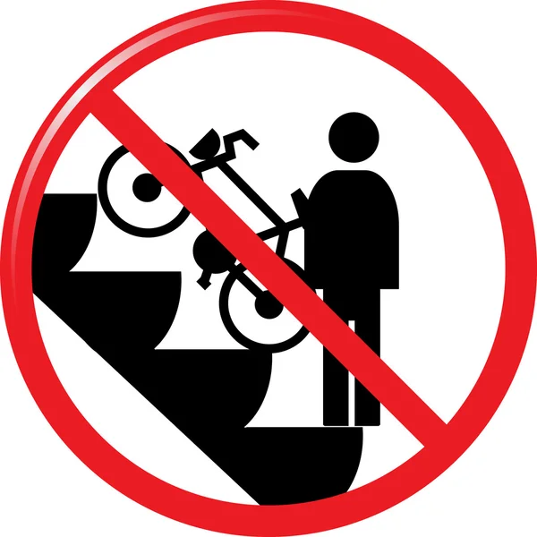 Prohibited the bike on the escalator — Stock Vector