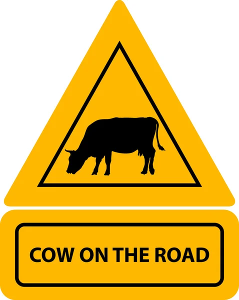 Cow sign on the road — Stock Vector