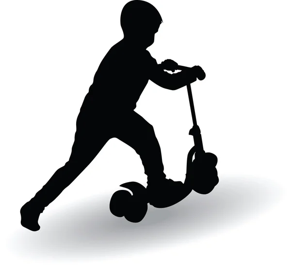 Çocuk scooter siluet — Stok Vektör