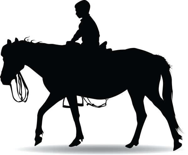 Αγόρι στο πάρκο ιππασίας ένα άλογο — Διανυσματικό Αρχείο