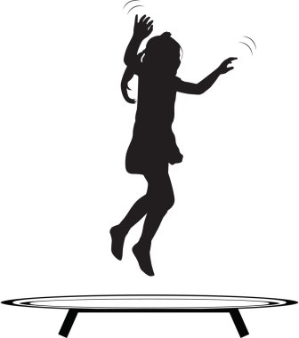 girl jumping trampoline  clipart