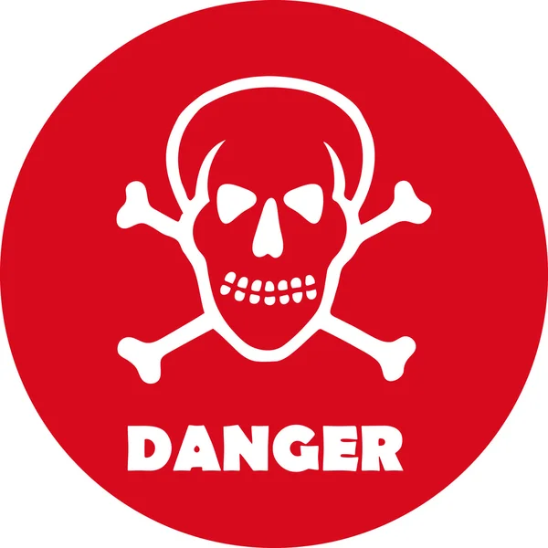 Danger text and skull icon button — Stock Vector