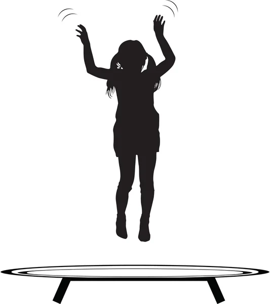 Chica saltar trampolín — Vector de stock