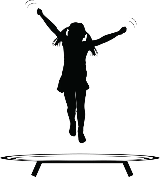 Chica saltar trampolín — Vector de stock