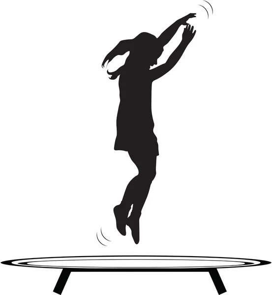 Girl jumping trampoline — Stock Vector