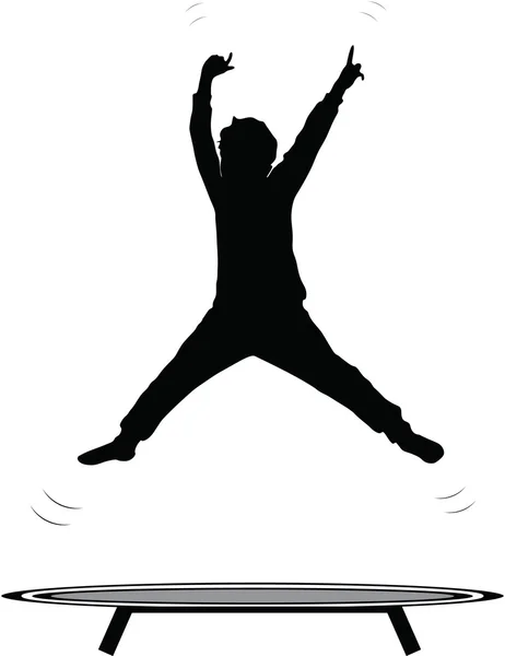 Pojken hoppar studsmatta — Stock vektor