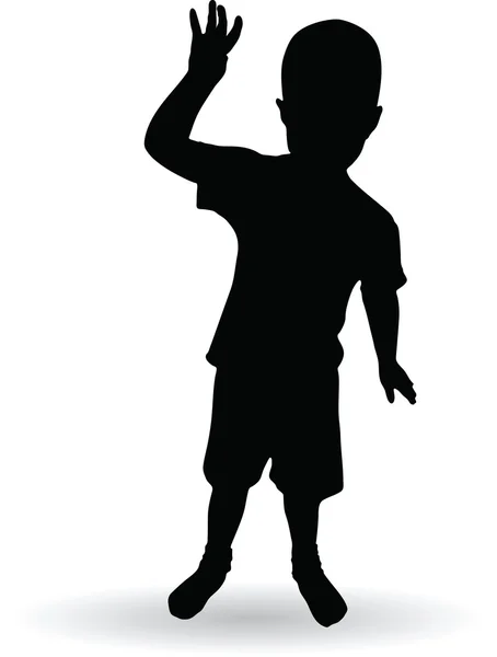 Pojke vifta med en hand — Stock vektor