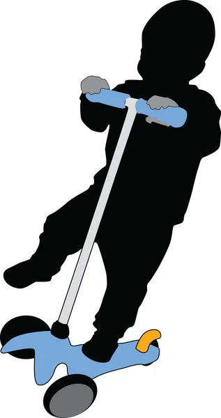 Pequeño niño scooting — Vector de stock