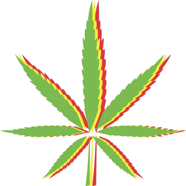 Rasta Flag with Marijuana Leaf sign — Stock Vector