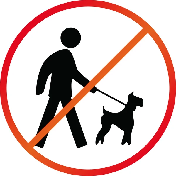 Dog on leash prohibit sign — Stock Illustration Dog on leash prohibit sign Vector Graphics