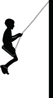 Çocuk sallanıyor salıncakta 