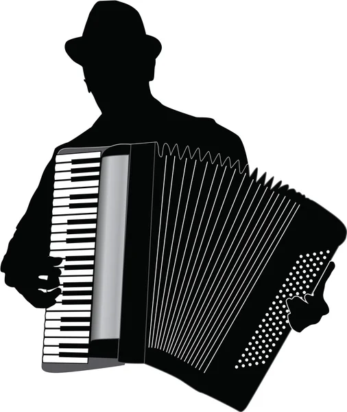 Mussician Accordion Man Vector Illustration —  Vetores de Stock